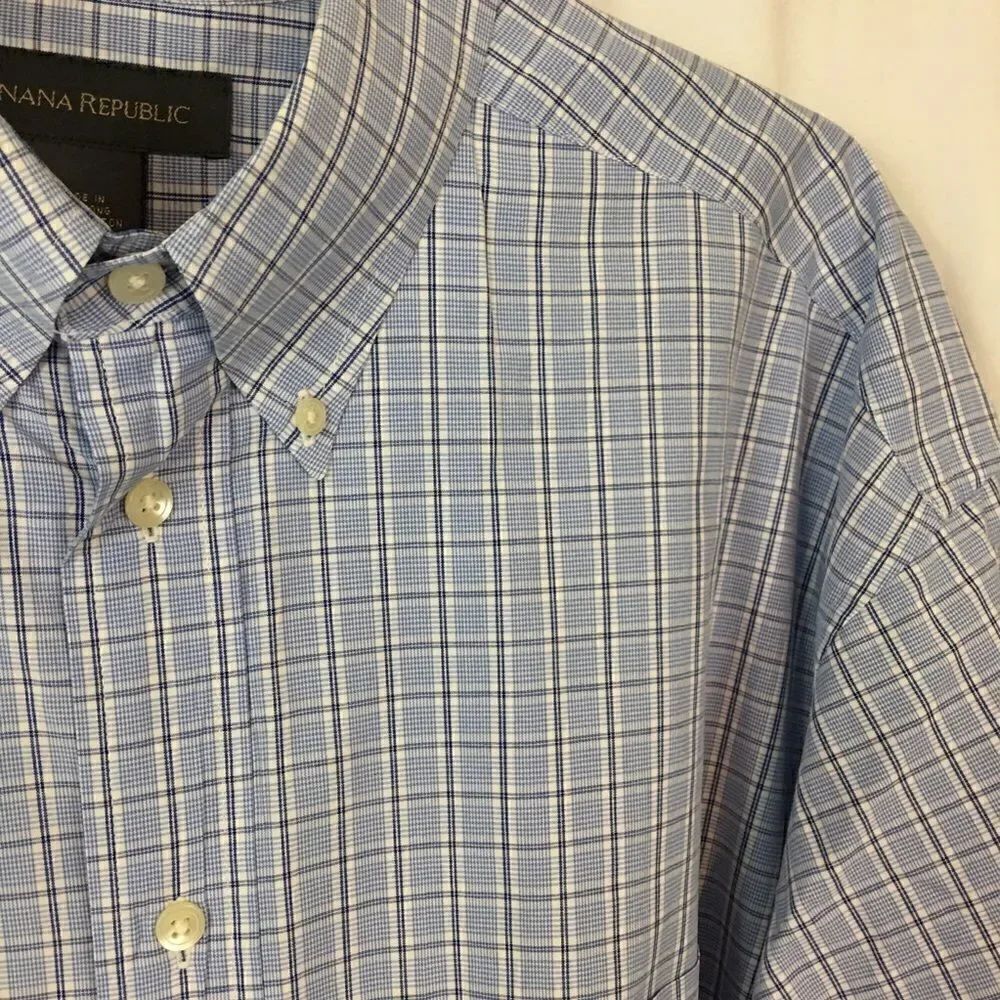 Banana Republic blue/white button down shirt L - Picture 3 of 6